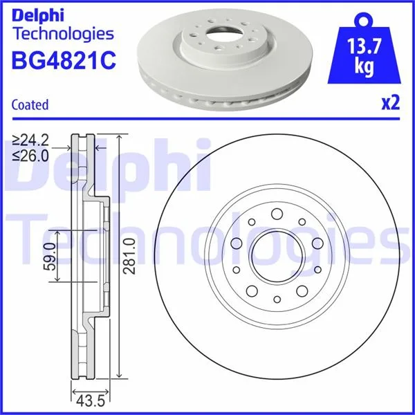 Ön Fren Aynası Disk Fiat Egea 2016 1.0 1.3 MTJ 1.4 1.5 1.6 MTJ 5 Bijon Diş:284MM K:24MM