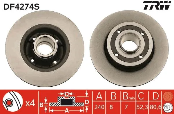 Arka Fren Aynası Renault Megane 2 2002 Modus 2004 Clio 3 2005 240X82.5X4DELİK