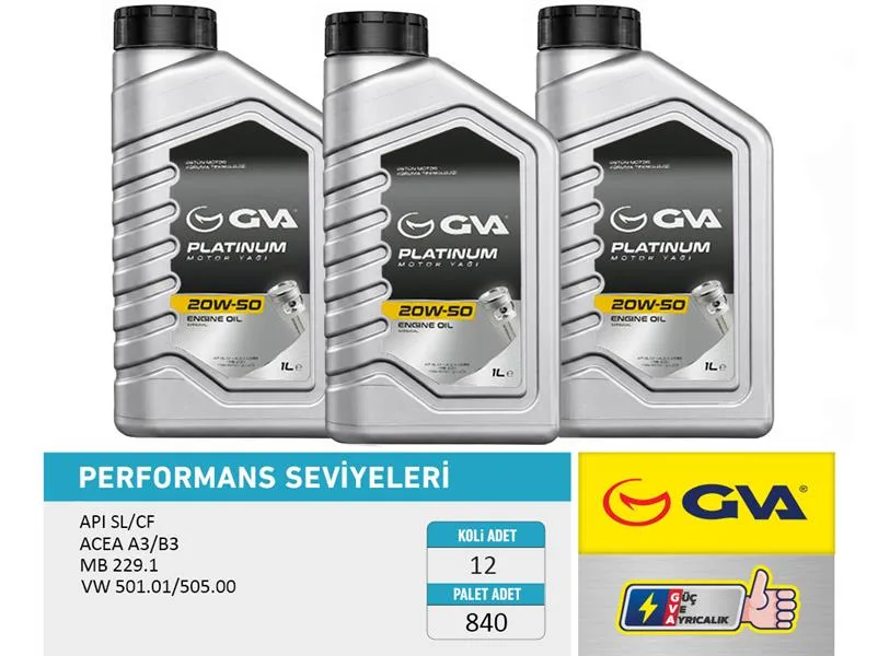 Motor Yağı 20W50 1 LT Platınum Mineral API SL / CF (12 Adet)