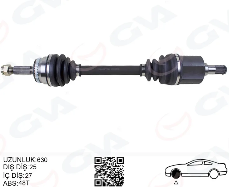 Komple Aks Sol Getz 1.5 CRDİ 2003-2009 ABS Li 48DİŞ 630 MM