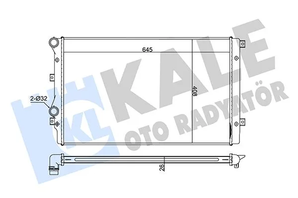 Su Radyatörü A3-SEAT Altea - Leon - Toledo 3 - Skoda Octavia 3 - Superb 2 - Yeti 2 - VW Beetle - CADDY 2 - 4 - EOS - Golf 5 - 6 - Jetta 3 - 4 - Passat - Scirocco - Touran 1.4TSI 1.9TDI 2004 Manuel Vites Brazing 645X408X26
