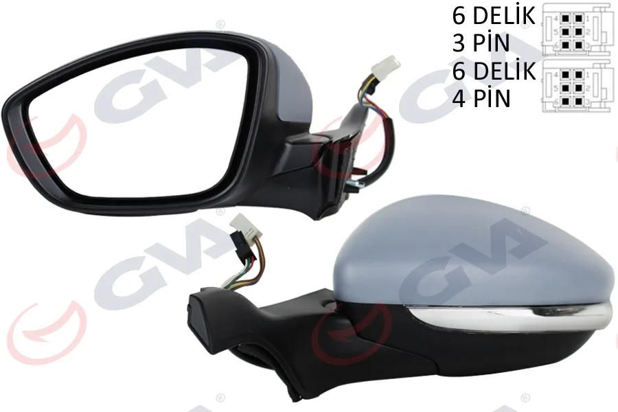 Diş Dikiz Aynası Sol P2008-P208 2013 Elektrikli Isıtmalı Sinyalli Astarlı Konveks VM-509EHPL