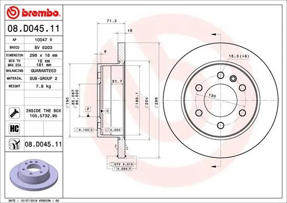 Fren Diski Arka Mercedes SPRINTER B907 B910 2018 Kod: - B25 (2 Adet)