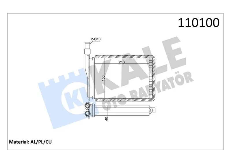 Kalorifer Radyatörü R9-R11-EXP 212X156 Bakır / Plastik 2 Sıra Cu PL Sistem