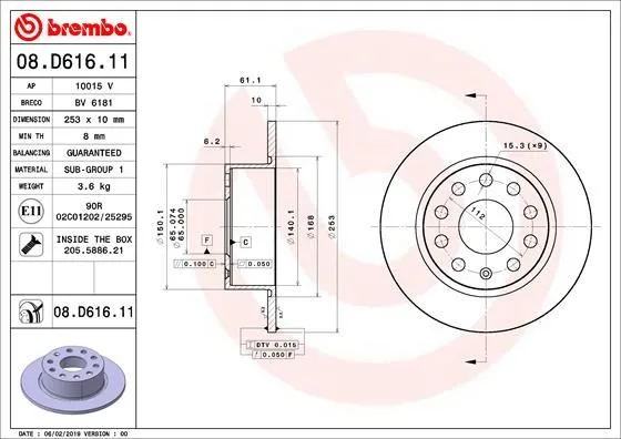 Fren Diski Arka Skoda Octavia 3 2012-2020 253X10X61.4 (2 Adet)
