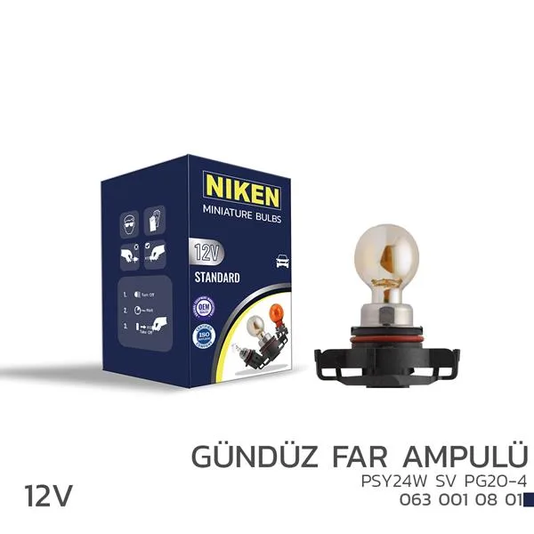NIKEN 12V PSY24W Gündüz Far Ampulü PG20-4 10L (10 Adet)