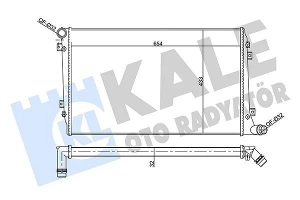 Su Radyatörü VW - Skoda - Seat - Audi - GOLF5-JETTA - CADDY - Passat - A3 2004 BLS - BMM 1.9 TDI-2.0 TDI Mekanik 3 - Passat - Touran 1.9 2.0TDI 2004-2013 Manuel Vites Ac Nac Mekanik 654X433X32 1K0121251AN-3C0121253AK