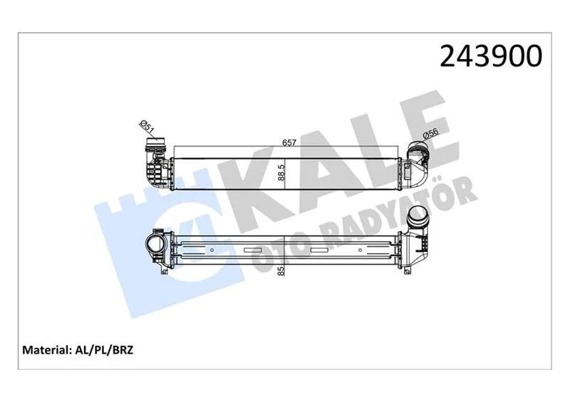 Turbo Radyatörü İntercooler Fluence 2010 1.5DCI 657X89X85 2 Sıra Alb Sistem