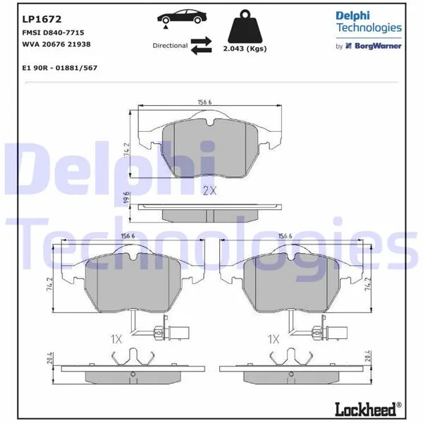Fren Balatası Ön Fişli büyük Tip Passat - A4-A6 1997-2004 GDB1307