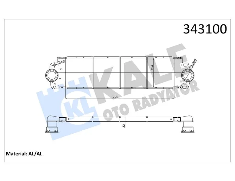 Turbo Radyatörü İntercooler VW TRANSPORTER T5 Al / PL / BRZ 720X194X27