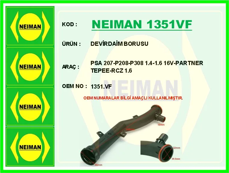 Devirdaim Borusu Psa 207-P208-P308 1.4-1.6 16V - PARTNER Tepee - RCZ 1.6
