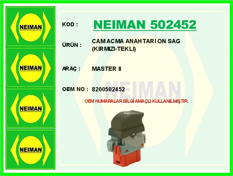Cam Acma Anahtari On Sag Kırmızı - Teklı MASTER 2