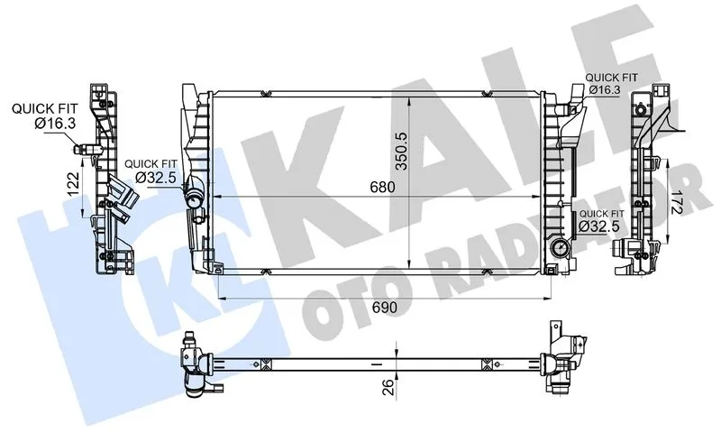 Su Radyatörü BMW B38 B48 F40 F52 F44 F45 F46 F48 F49 F39 Mini F54 F55 F56 F57 F60