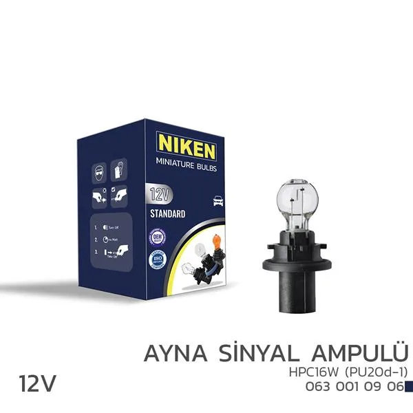 NIKEN 12V HPC16W Ayna Sinyal Ampulü PU20D-1 10LU (10 Adet)