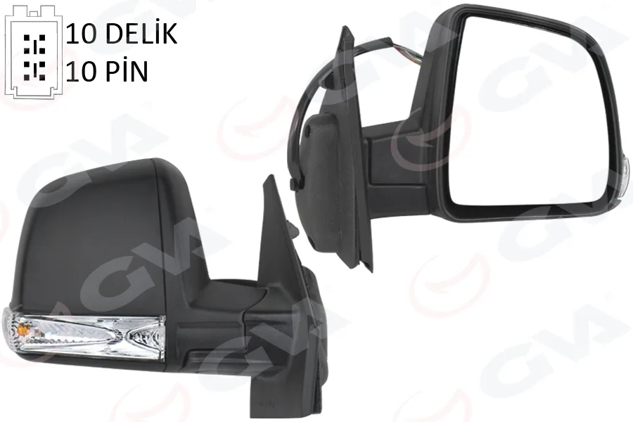 Diş Dikiz Aynası Elektrikli Sağ DOBLO 3 2011 MD. Sinyalli Katlanır / Power Flok Desenli 10 Fiş