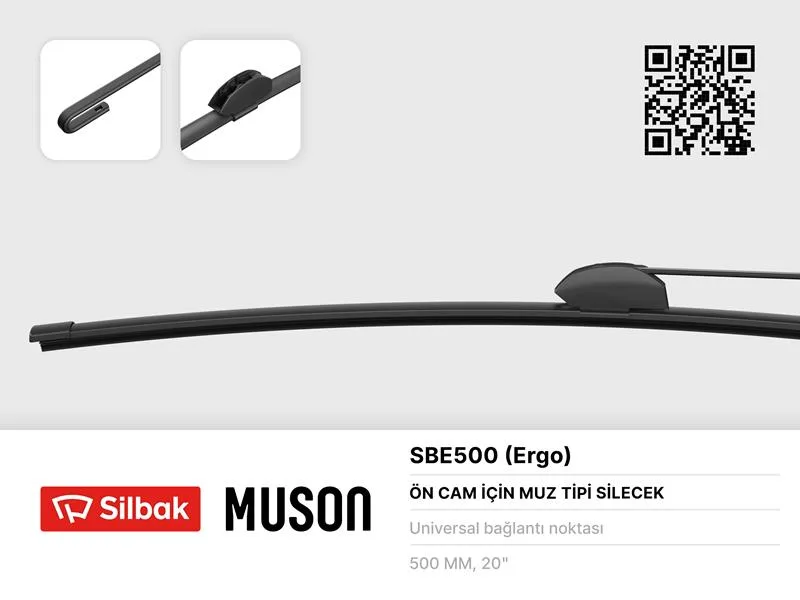 Silecek Süpürgesi Muz Tipi 500MM Üniversal Kancalı Ergonomik