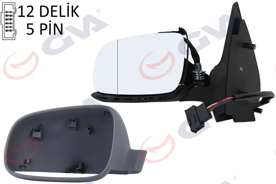 Diş Dikiz Aynası Sol Polo 2000 Elektrikli Isıtmalı Astarlı Asferik 5 Fiş VM-192EHAL