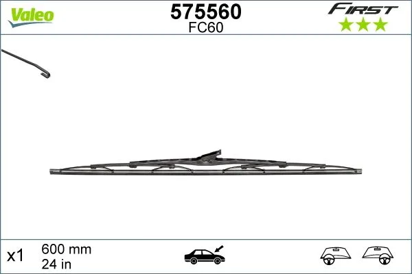 Silecek Süpürgesi 60CM X1 Normal Tip FIRST Üniversal