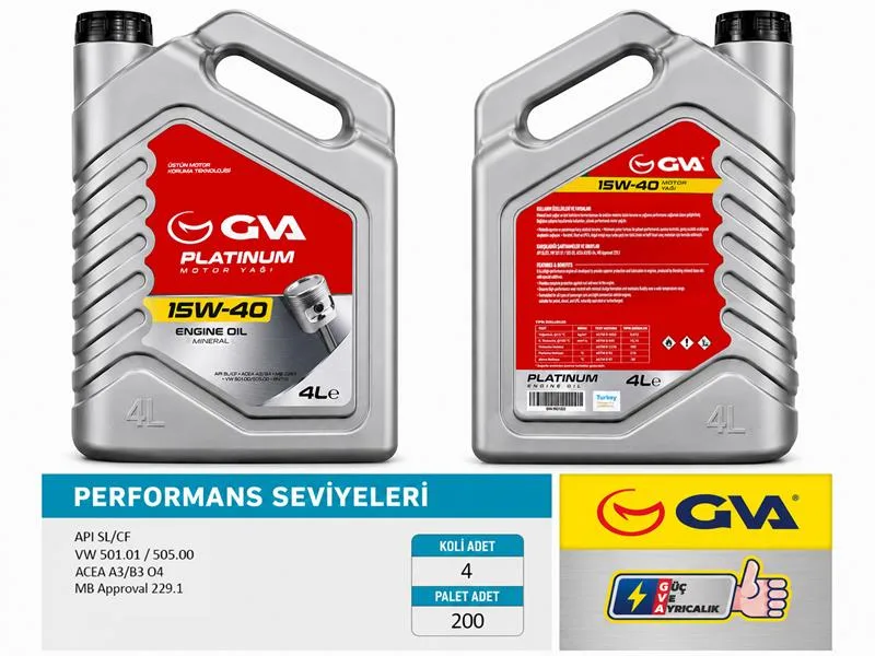 Motor Yağı 15W40 4 LT Platınum Mineral API SL / CF (4 Adet)