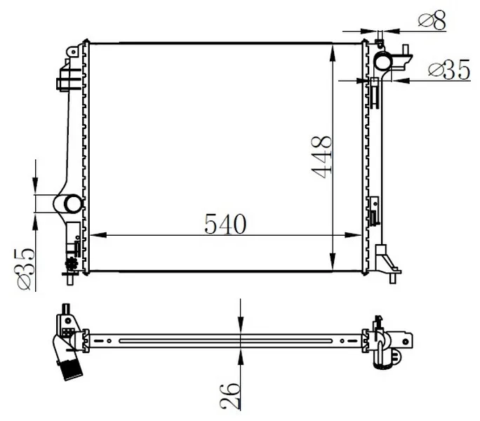 Radyatör Brazing Megane 4-1.5 DCİ - 1.2TCE-1.6 16V Ac Mek 540X448X26