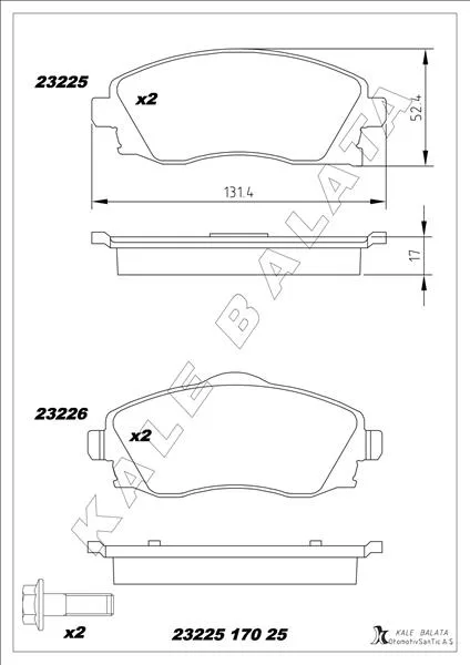 Ön Balata COMBO C - Corsa C 1.3-1.7 CDTI 2001 Meriva 2003 TIGRA 2004 GDB1570