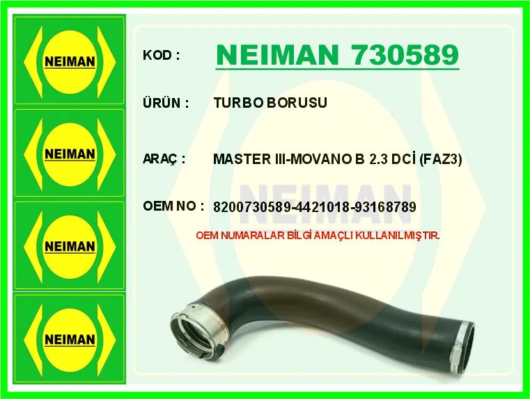 Turbo Borusu MASTER 3 2010 MOVANO B 2010 2.3 DCİ FAZ3