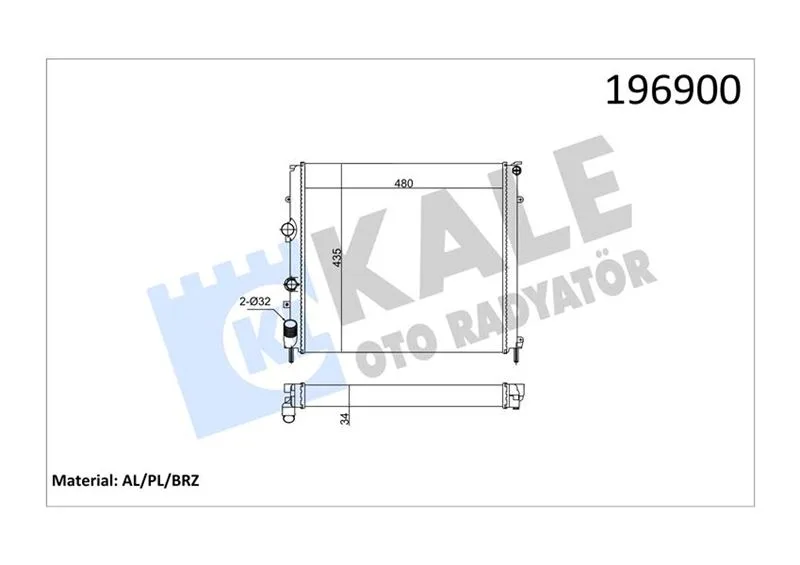 Motor Su Radyatörü Renault Kangoo 1997 1.9D Klimasız Mek 479X442X34 1 Sıra Alb Sistem