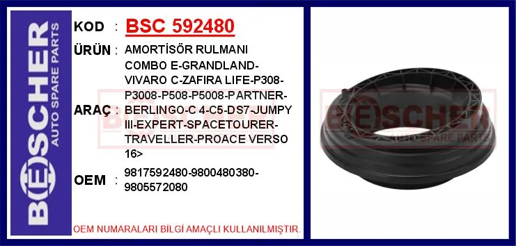Ön Amortisör Rulmani COMBO E - Grandland - VIVARO C - Zafira Life - P308-P3008-P508-P5008-PARTNER - BERLINGO - C 4-C5-DS7-JUMPY 3 - EXPERT - Spacetourer - TRAVELLER - PROACE Verso 2016 (2 Adet)