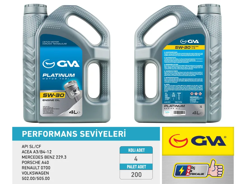 Motor Yağı 5W30 4 LT Platınum Tam Sentetik API SL / CF (4 Adet)