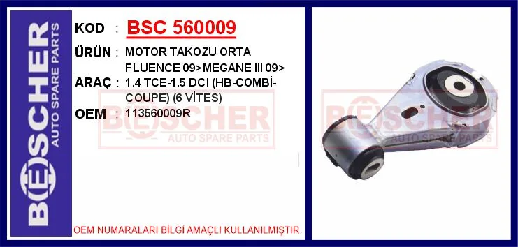 Motor Takozu Orta Fluence 2009 Megane 3 2009 1.4 TCE-1.5 DCI Hatchback - Combi - Coupe 6 Vites