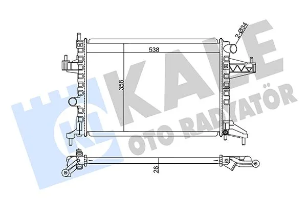 Su Radyatörü Opel Corsa C 1.4 1.8 2000 COMBO 1.6 1.6CNG 2001 TIGRA 1.8 2004 Manuel Vites Ac Nac Brazing 538X358X26 95513833-9196689