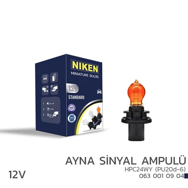 NIKEN 12V HPC24WY Ayna Sinyal Amp PU20D-6 Amb 10LU (10 Adet)