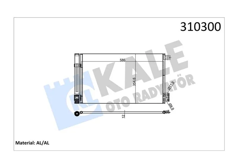 Klima Kondenseri COMBO D - Corsa D - E Adam - Bipper - Tepee - NEMO 1.2-1.4 HDI 2008 FIORINO 1.4-1.3D MJ 2007 571X351X12
