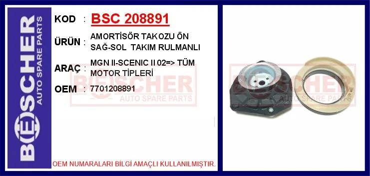 Amortisör Takozu Ön Megane 2 - Scenic 2 2002 Tüm Motor Tipleri Takım Rulmanli
