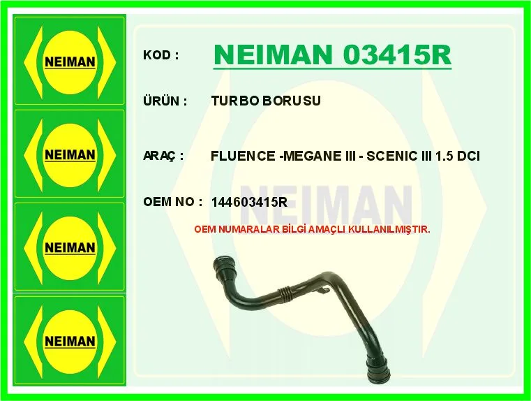 Turbo Borusu Fluence 2009 Megane 3 2009 Scenic 3 2009 1.5 DCI