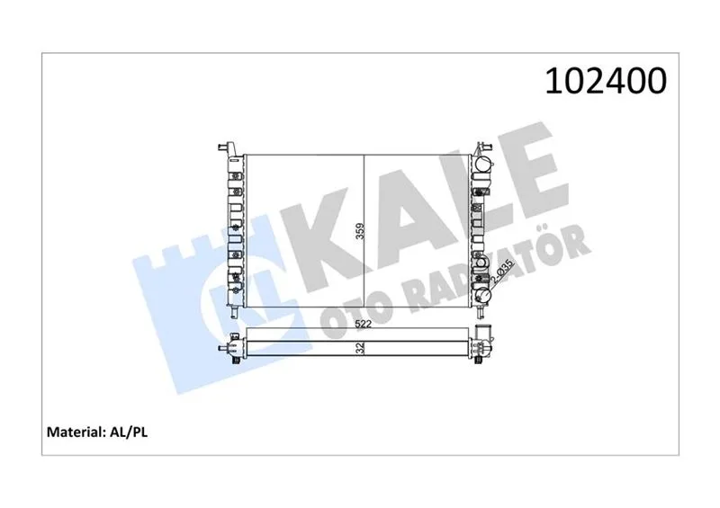 Radyatör Palio 1.2-1.4 522X359X32 2 Sıra Al PL Sistem