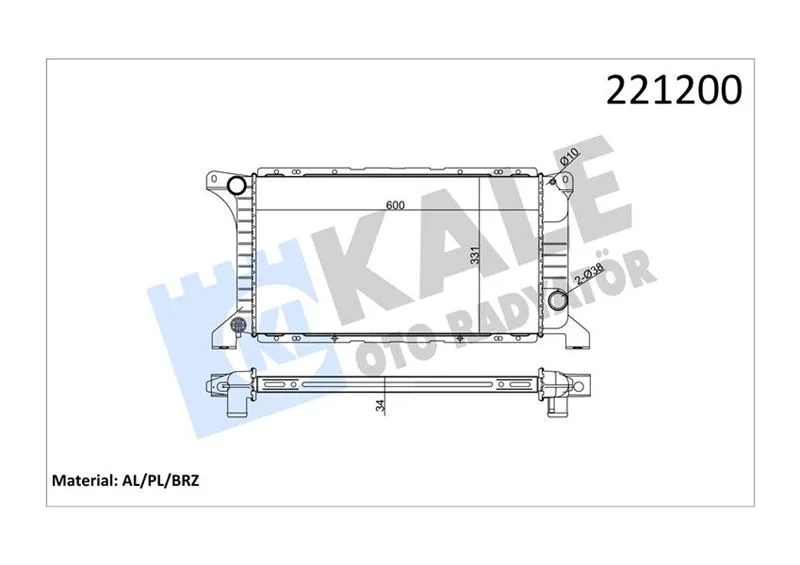 Motor Su Radyatoru TRANSIT T12 T15 1992-1998 1 Sıra Alb Kısa Tip Olcu 600 331 34