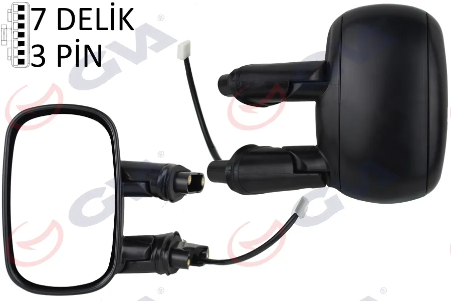 Diş Dikiz Aynası Sol Elektrikli Astarlı Fiat DOBLO 2000-2010 Konveks 3 Fiş