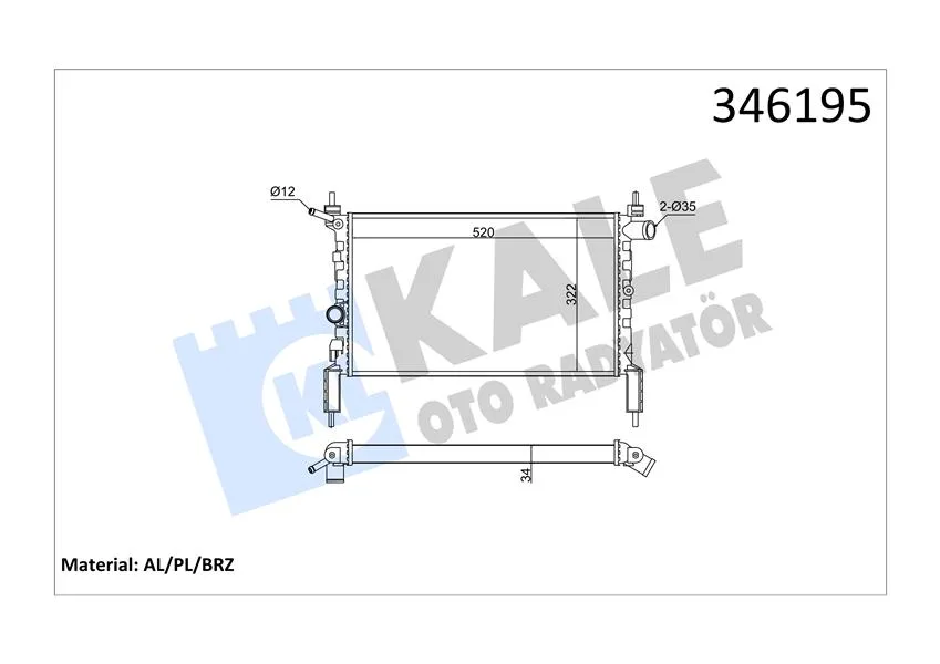 Radyatör ASTRA F 1.4I-1.6I Klimasız Mek 525X298X22 Al / PL / BRZ