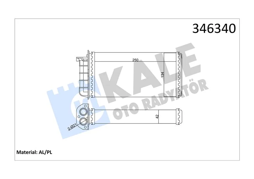 Kalorifer Radyatörü Bravo 1995-2001 Brava 1995-2001 Marea 1996-2002 250X140X42