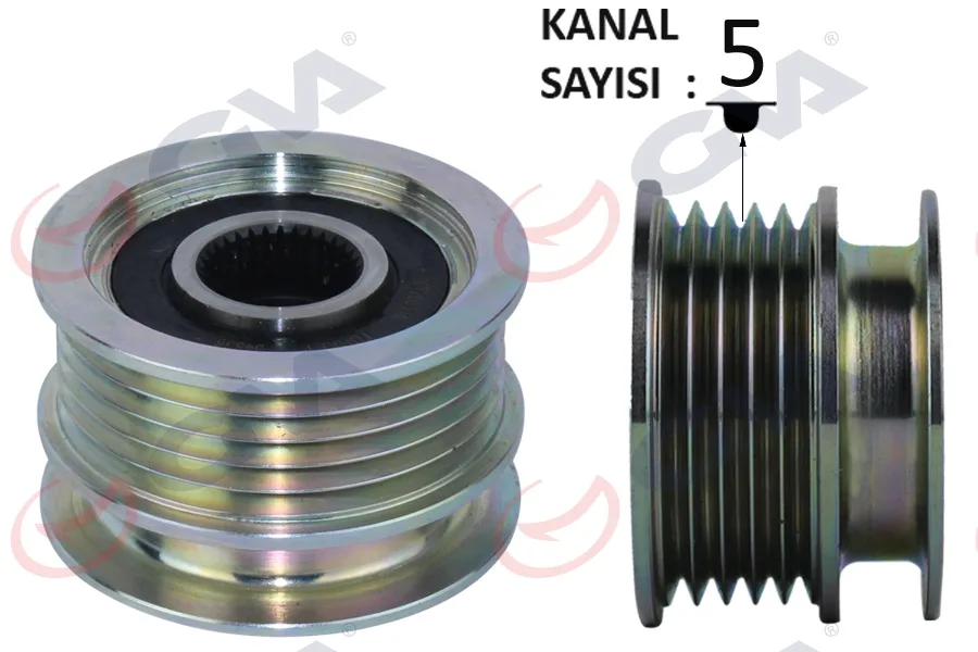Alternatör Kasnağı Rulmanli Megane - Clio 2 - Kangoo - TWNG - Symbol 2 2001 5 Kanalli K9K - K4M