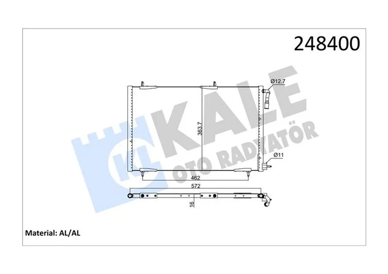 Klima Radyatörü Kondenser Peugeot P206 1998-2009 1.1-1.4-1.6-2.0-1.4HDI-1.6HDI Al / BRZ