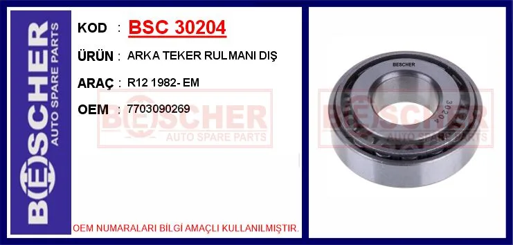 Arka Teker Rulmani Diş R12 1982 Eski Model
