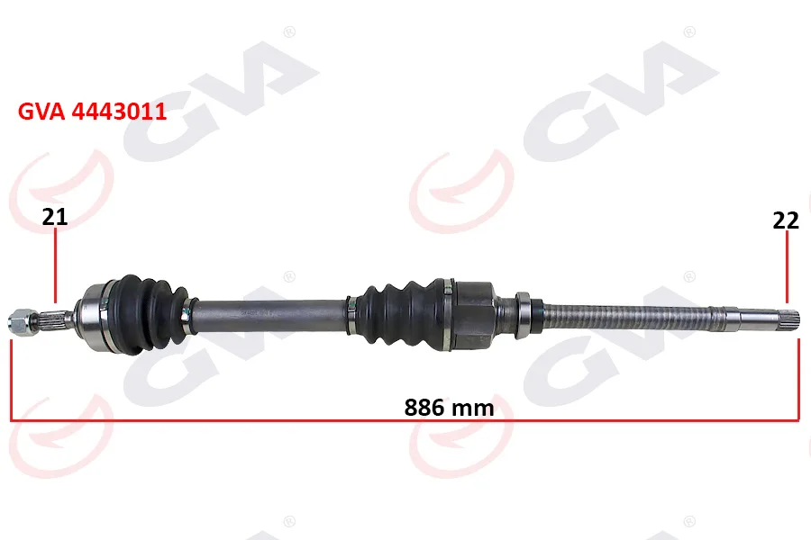 Aks Mili Komple Sağ Peugeot 206 1.4-1.6 TU5 1998-2006 21X22X886