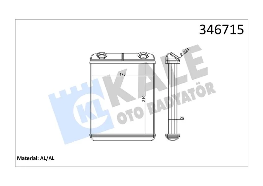 Kalorifer Radyatörü Brazing Laguna 2 Ac Klimasız 210X184X26