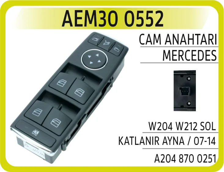 Cam Anahtari Mercedes W204 W212 Sol Katlanır Ayna