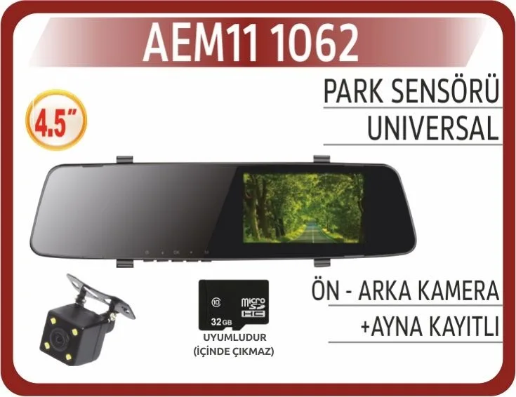 Ekran Ayna 4.3 2 Kamera DVR Kayıtlı