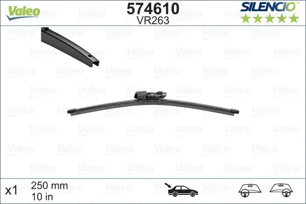 Silencio VR263 X1 250MM Arka Scirocco Silencio X - TRM Flat Blade Muz Tipi Silecek Binek