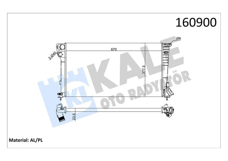 Radyatör PARTNER - BERLINGO - XSARA-306 1.9DZL DW8 1998-2002 Klimasız Mek 670X377.5X23 2 Sıra Al PL