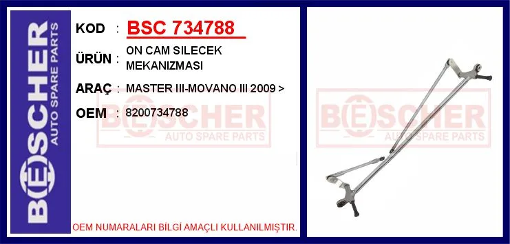 Cam Silecek Mekanizması Renault MASTER 3 2010 Motorsuz